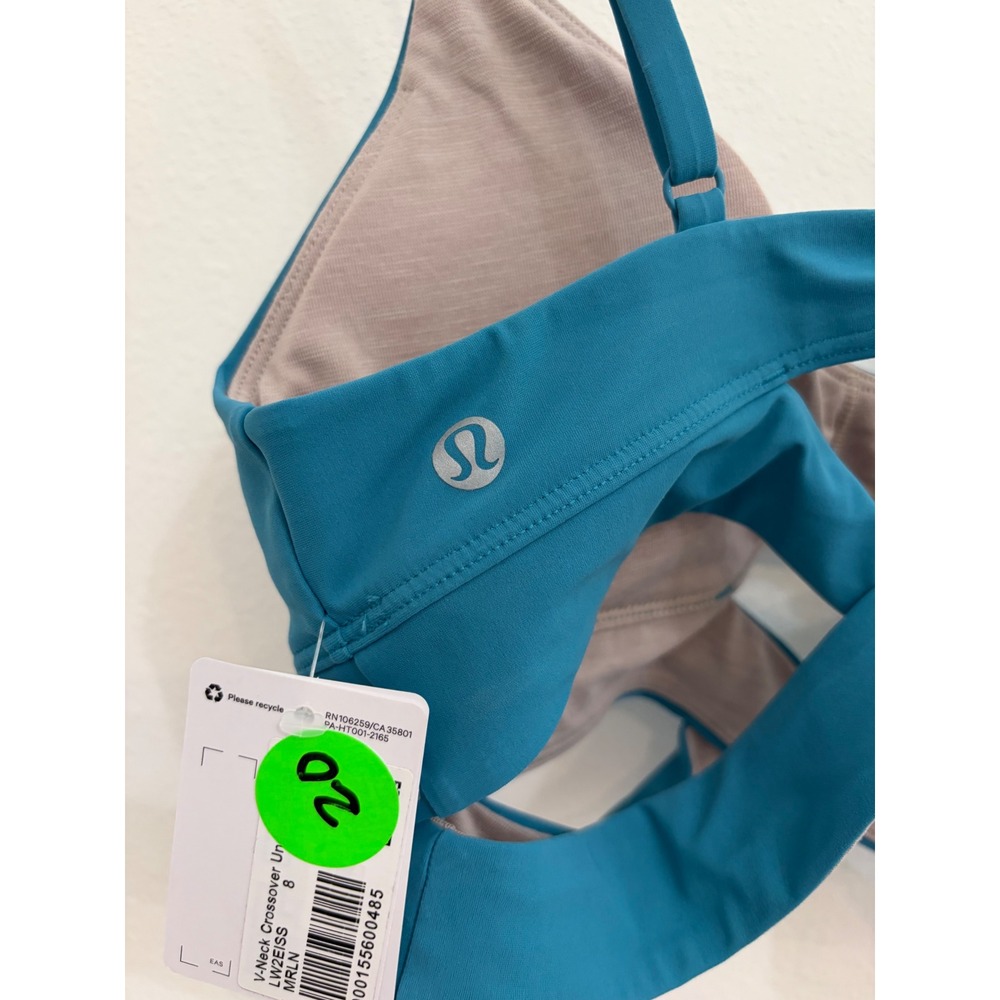 Lululemon V-Neck Crossover Bra Marlin Blue Size 8 NWT - Picture 3 of 5